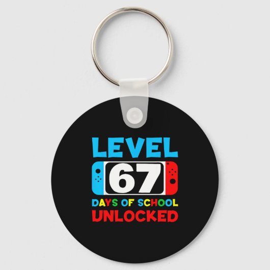 67th Day Of School Gamer Level 67 Days Unlocked 6  Sleutelhanger (Voorkant)
