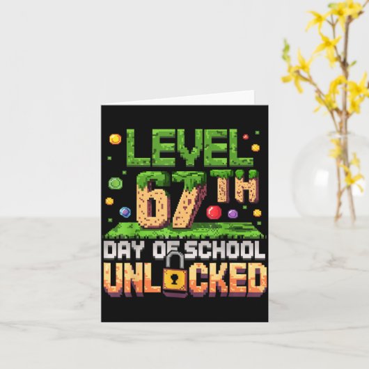 67th Day Of School Gamer Level Unlocked 100 Days O Kaart (Gele Bloem)