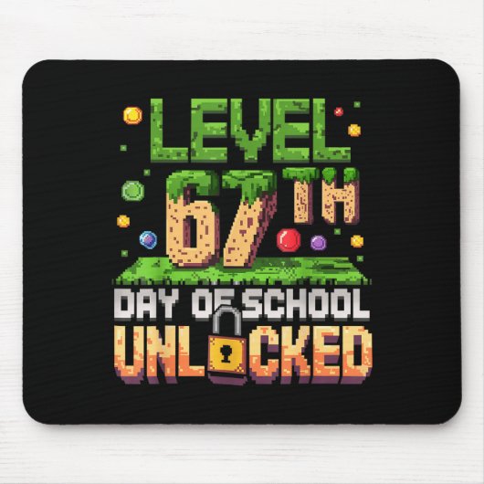 67th Day Of School Gamer Level Unlocked 100 Days O Muismat (Voorkant)