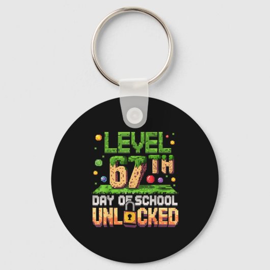 67th Day Of School Gamer Level Unlocked 100 Days O Sleutelhanger (Voorkant)