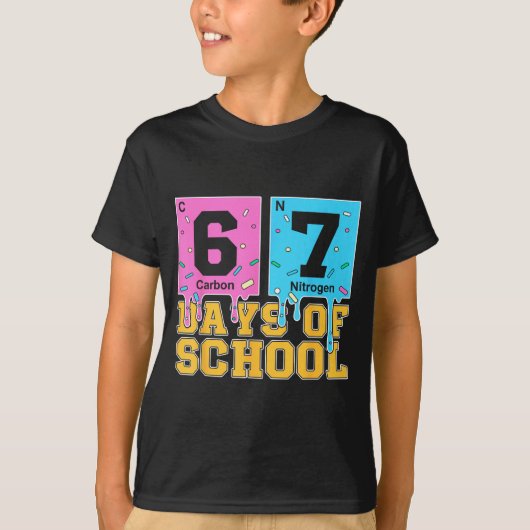 67th Day Of School Kids Funny Meme Six Seven Perio T-shirt (Voorkant)