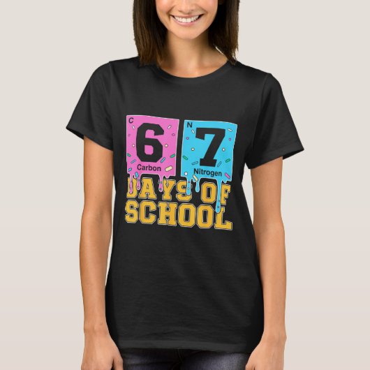 67th Day Of School Kids Funny Meme Six Seven Perio T-shirt (Voorkant)