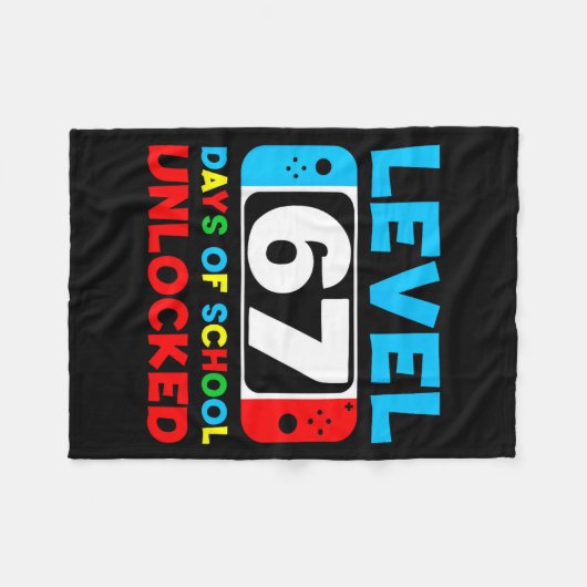 67th Day Of School Level 67 Days Of School Unlocke Fleece Deken (Voorkant (Horizontaal))