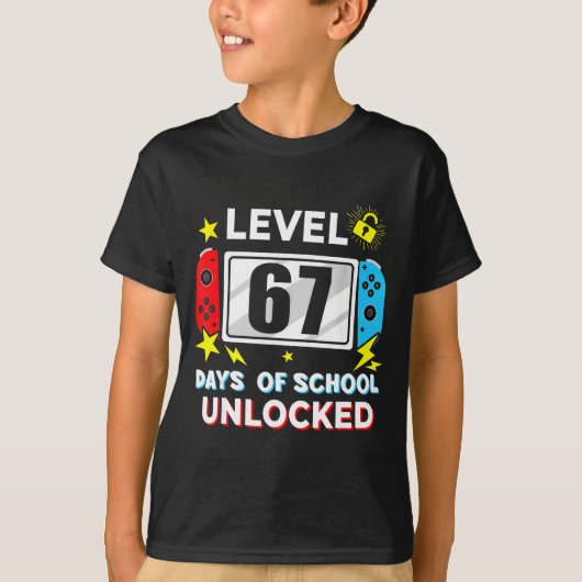 67th Day Of School Level 67 Days Of School Unlocke T-shirt (Voorkant)