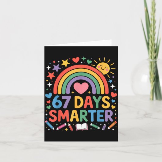 67th Day Of School Meme 67 Days Smarter Rainbow Ki Kaart (Voorkant)