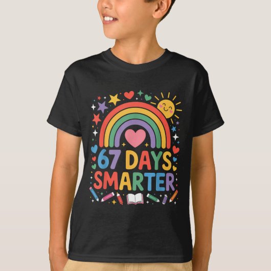 67th Day Of School Meme 67 Days Smarter Rainbow Ki T-shirt (Voorkant)