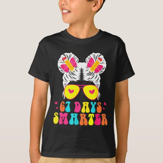 67th Day Of School Shirt 67 Day Smarter Bun Teache (Voorkant)