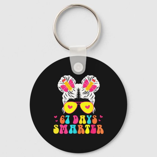 67th Day Of School Shirt 67 Day Smarter Bun Teache Sleutelhanger (Voorkant)
