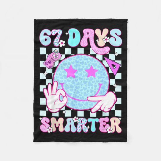 67th Day Of School Shirt 67 Days Smarter Teacher B Fleece Deken (Voorkant)