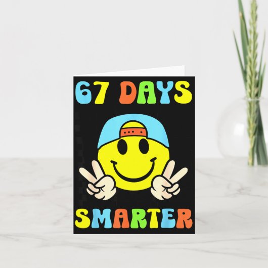 67th Day Of School Shirt 67 Days Smarter Teacher B Kaart (Voorkant)
