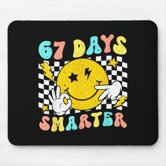 67th Day Of School Shirt 67 Days Smarter Teacher B Muismat (Voorkant)