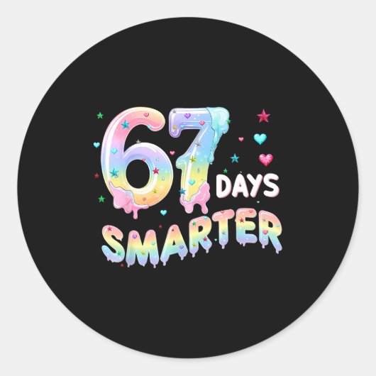 67th Day Of School Shirt 67 Days Smarter Teacher B Ronde Sticker (Voorkant)