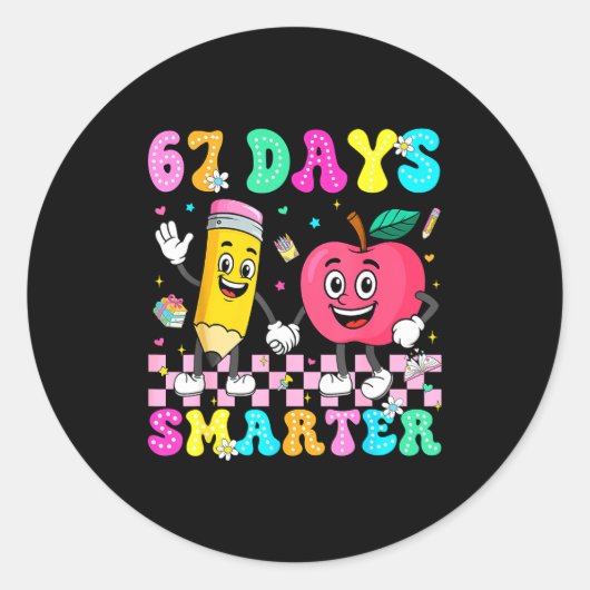 67th Day Of School Shirt 67 Days Smarter Teacher B Ronde Sticker (Voorkant)