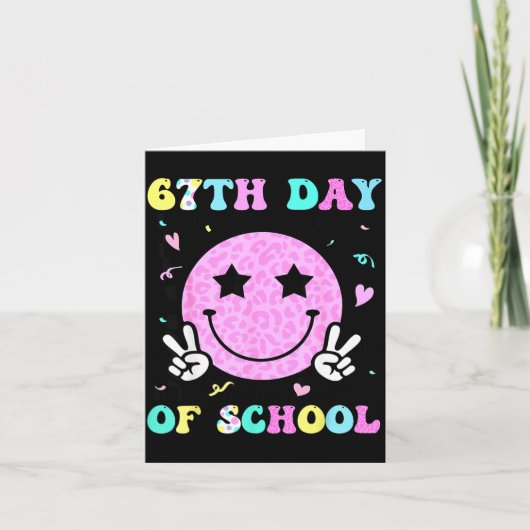 67th Day Of School Smile Face Six Seven Meme Girls Kaart (Voorkant)