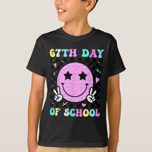 67th Day Of School Smile Face Six Seven Meme Girls T-shirt (Voorkant)