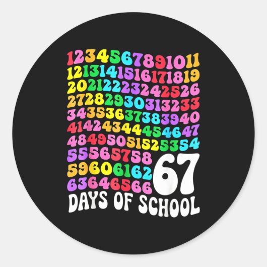 67th Day Of School Teacher 67 Days Math Numbers  Ronde Sticker (Voorkant)