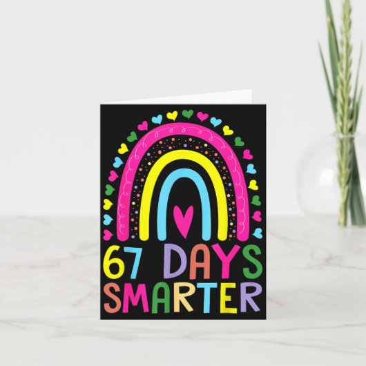 67th Day Of School Teacher 67 Days Smarter Rainbow Kaart (Voorkant)