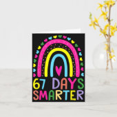 67th Day Of School Teacher 67 Days Smarter Rainbow Kaart (Gele Bloem)