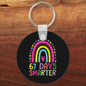 67th Day Of School Teacher 67 Days Smarter Rainbow Sleutelhanger (Voorkant)