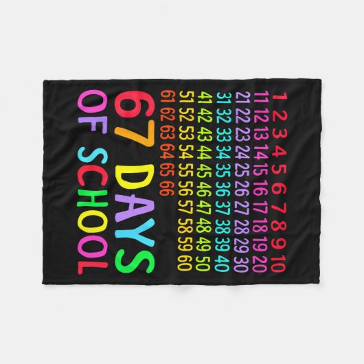 67th Day Of School Teacher Kids 67 Math Numbers 10 Fleece Deken (Voorkant (Horizontaal))