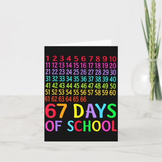 67th Day Of School Teacher Kids 67 Math Numbers 10 Kaart (Voorkant)