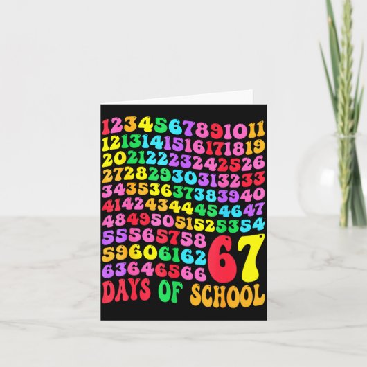 67th Day Of School Teacher Kids 67 Math Numbers 10 Kaart (Voorkant)