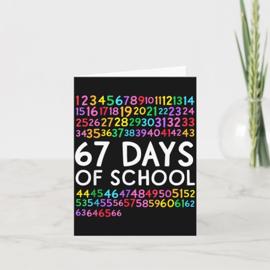 67th Day Of School Teacher Kids 67 Math Numbers 10 Kaart (Voorkant)