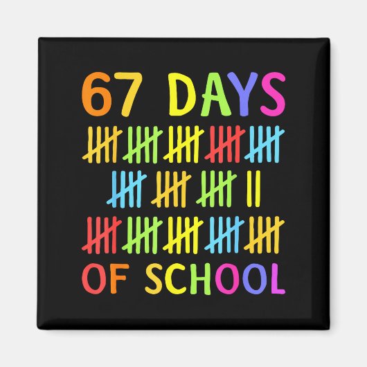 67th Day Of School Teacher Kids 67 Math Numbers 10 Magneet (Voorkant)