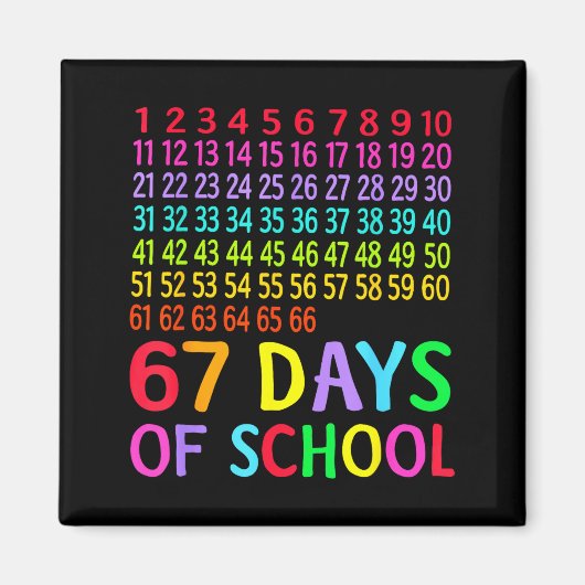 67th Day Of School Teacher Kids 67 Math Numbers 10 Magneet (Voorkant)
