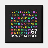 67th Day Of School Teacher Kids 67 Math Numbers 10 Magneet (Voorkant)
