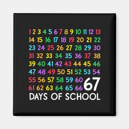 67th Day Of School Teacher Kids 67 Math Numbers 10 Magneet (Voorkant)