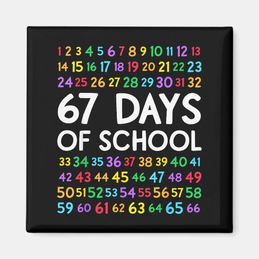 67th Day Of School Teacher Kids 67 Math Numbers 10 Magneet (Voorkant)