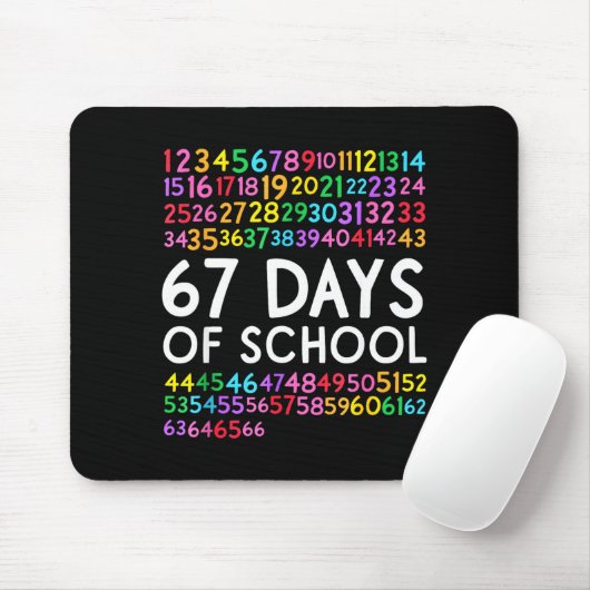 67th Day Of School Teacher Kids 67 Math Numbers 10 Muismat (Met muis)