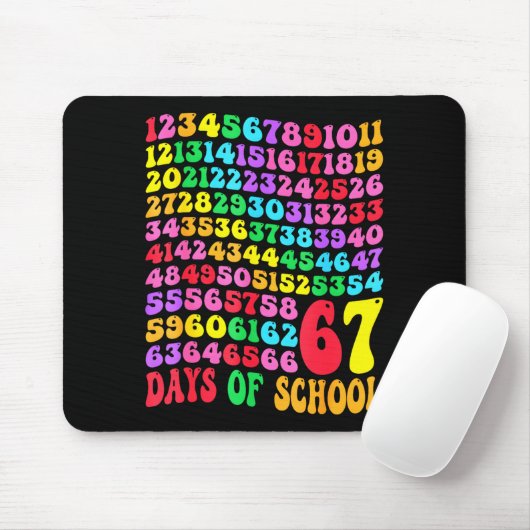 67th Day Of School Teacher Kids 67 Math Numbers 10 Muismat (Met muis)