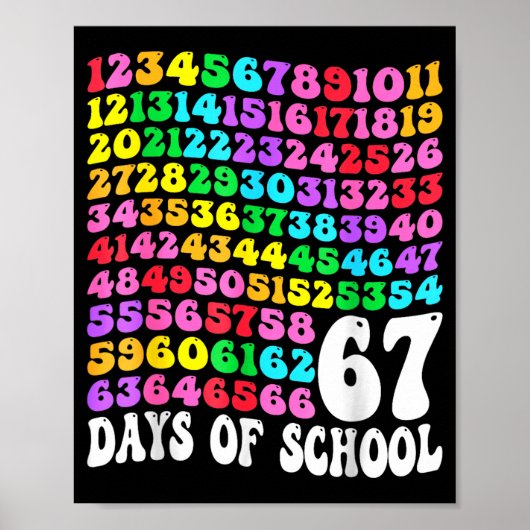67th Day Of School Teacher Kids 67 Math Numbers 10 Poster (Voorkant)