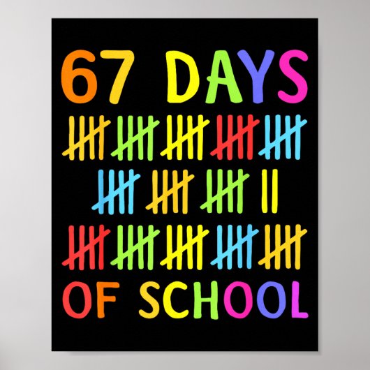 67th Day Of School Teacher Kids 67 Math Numbers 10 Poster (Voorkant)