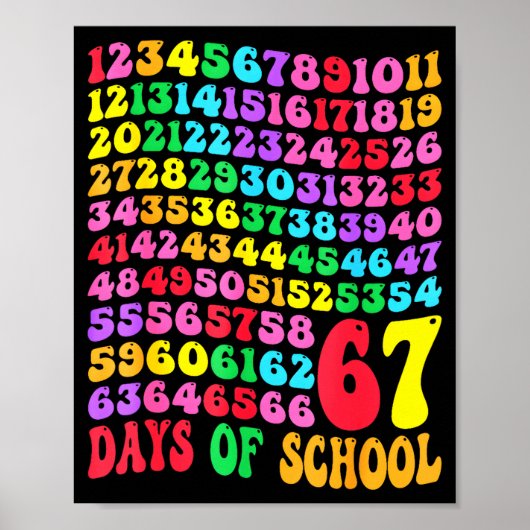 67th Day Of School Teacher Kids 67 Math Numbers 10 Poster (Voorkant)