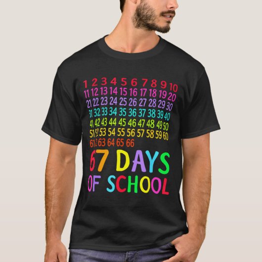 67th Day Of School Teacher Kids 67 Math Numbers 10 T-shirt (Voorkant)