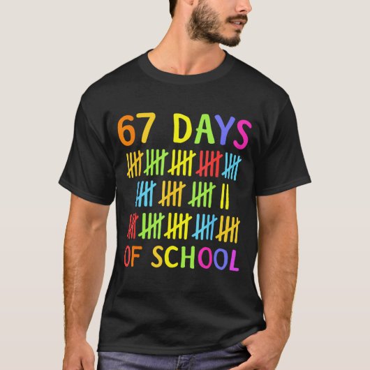 67th Day Of School Teacher Kids 67 Math Numbers 10 T-shirt (Voorkant)