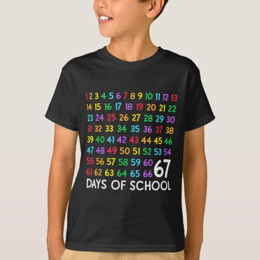 67th Day Of School Teacher Kids 67 Math Numbers 10 T-shirt (Voorkant)