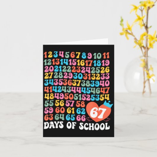 67th Day Of School Teacher Kids Funny Six Seven 10 Kaart (Gele Bloem)