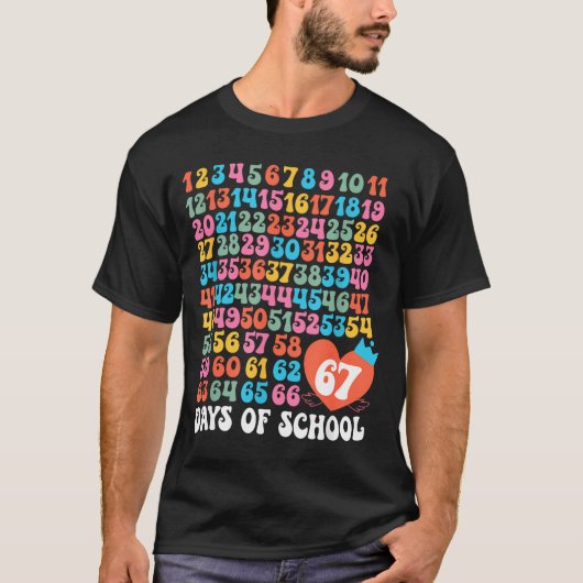 67th Day Of School Teacher Kids Funny Six Seven 10 T-shirt (Voorkant)