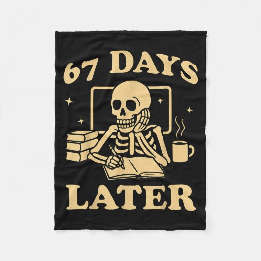 67th Day Of School Teacher Skeleton Funny 6 7 Meme Fleece Deken (Voorkant)