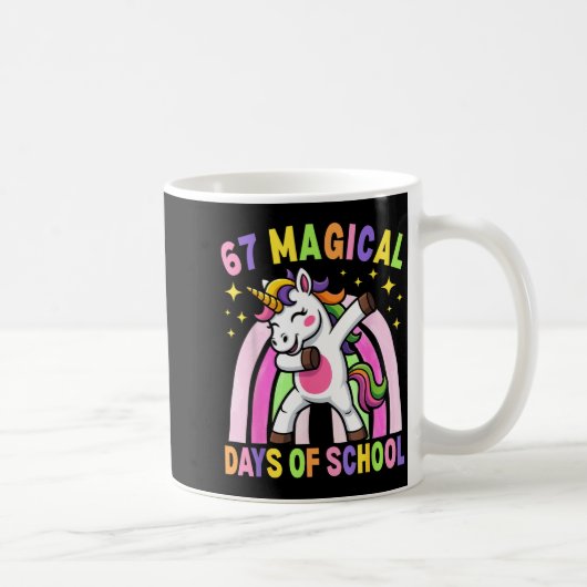 67th Day Of School Unicorn 67 Magical Days Teacher Koffiemok (Rechts)