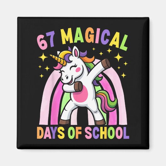 67th Day Of School Unicorn 67 Magical Days Teacher Magneet (Voorkant)
