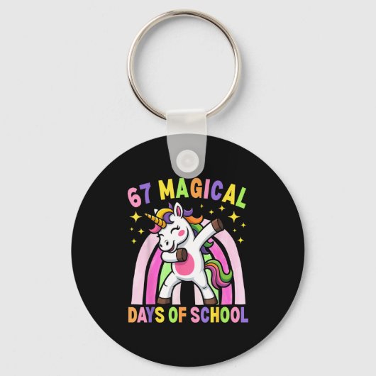 67th Day Of School Unicorn 67 Magical Days Teacher Sleutelhanger (Voorkant)