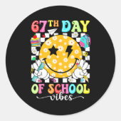 67th Day Of School Vibes 67 Days Smarter Teacher B Ronde Sticker (Voorkant)