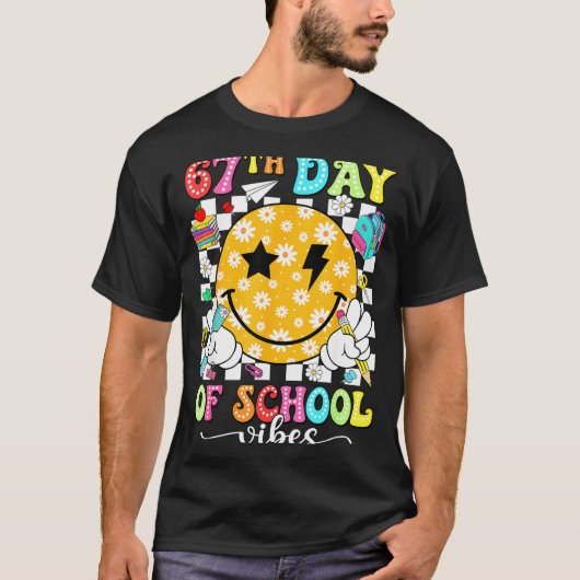 67th Day Of School Vibes 67 Days Smarter Teacher B T-shirt (Voorkant)