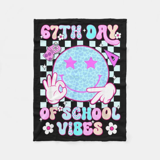 67th Day Of School Vibes 67 Meme Cute Smile Face T Fleece Deken (Voorkant)
