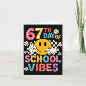 67th Day Of School Vibes 67 Meme Cute Smile Face T Kaart (Voorkant)